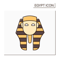 Pharaoh color icon. King of ancient Egypt civilization. Royal family. Uses power or authority to oppress others.Egypt concept. Isolated vector illustration  - obrazy, fototapety, plakaty