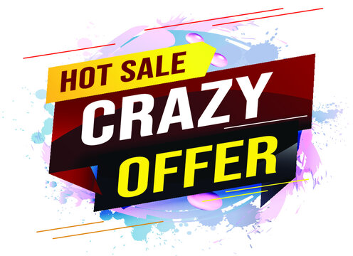 Hot sale crazy offer word concept vector illustration with lines 3d style for social media landing page, template, web, mobile app, poster, banner flyer, background, gift card, coupon label, wallpaper