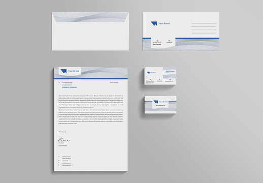 Stationery Set with Wavy Lines Elements
