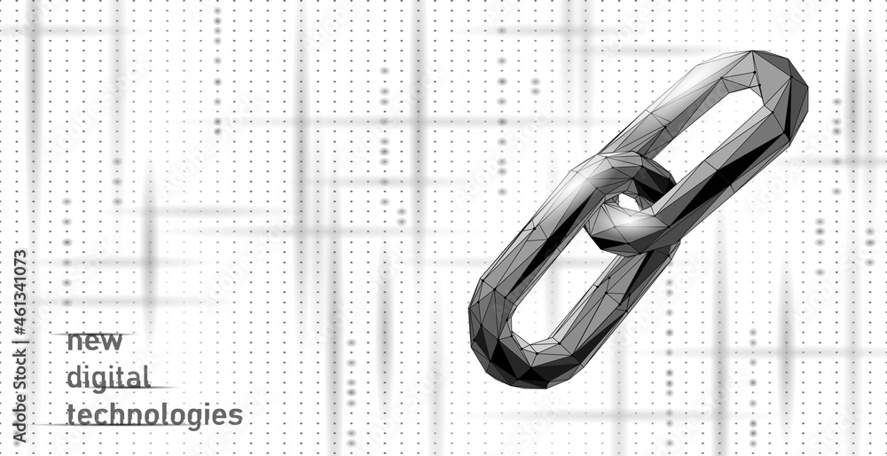 Aufkleber blockchain link sign low poly design. internet technology chain icon triangle polygonal hyperlink se