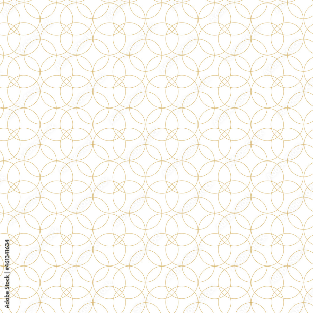 Aufkleber Modern abstract background with golden rings and flowers. Seamless pattern with gold color circle line on white backdrop. Geometric vector. Creative holiday background. Luxurious Christmas print.