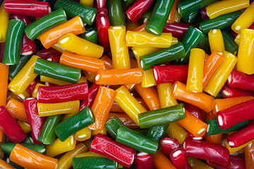Colorful gummies. Lots of sweets. Abstract background for a design or project.