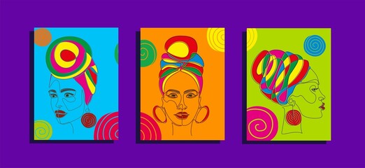 Modern abstract line minimalistic women faces and arts background with different shapes for wall decoration, postcard or brochure cover design. Vector illustrations design.