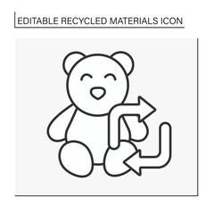 Ecology line icon. Reusable toys. Teddy bear. Recycled materials concept. Isolated vector illustration. Editable stroke