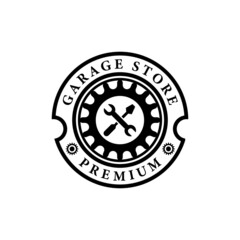 Garage store premium logo design template vector