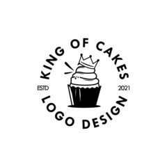 King of cakes logo design template vector