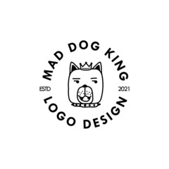 Mad dog king logo design template vector