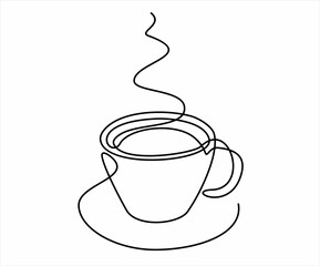 Cup of coffee. Continuous line