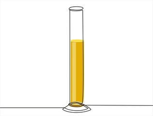 continuous line drawing of Laboratory glassware isolated over white background