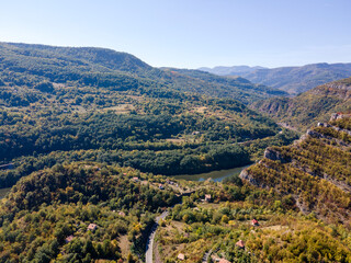 Naklejka premium Aerial view of Iskar river Gorge, Balkan Mountains, Bulgaria
