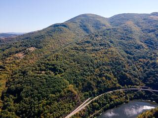 Aerial view of Iskar river Gorge, Balkan Mountains, Bulgaria