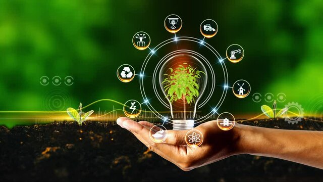 
Smart Farming concept.
Green environment with Center and spoke Concept ,Plant on center and rotating Icons