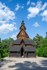 Fototapeta na wymiar Norwegian Stave Church, Bygdøy, Oslo. At Norsk Folkemuseum