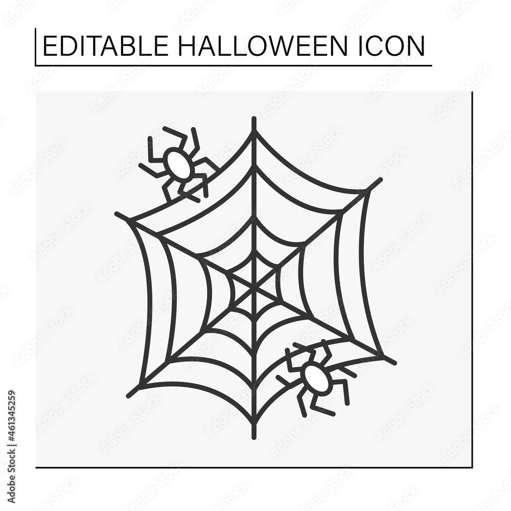 Poster spiderweb line icon. decor element. web created by spiders. halloween symbol. halloween concept. iso