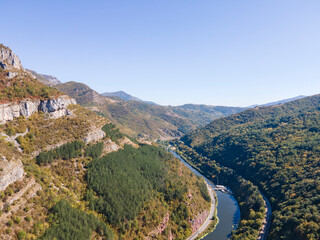 Obraz premium Aerial view of Iskar river Gorge, Balkan Mountains, Bulgaria