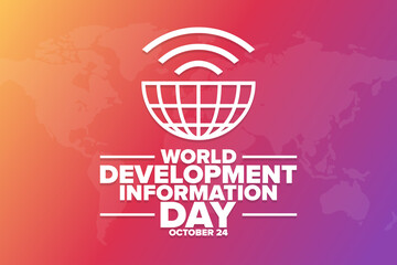 World Development Information Day. October 24. Holiday concept. Template for background, banner, card, poster with text inscription. Vector EPS10 illustration.