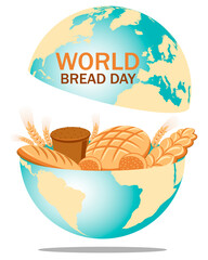 Vector design in flat style for World Bread Day 16 October.