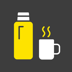 Thermos bottle vector icon. Camping sign