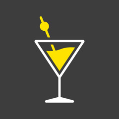 Cocktail drink glass icon vector