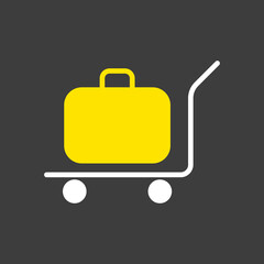 Baggage, luggage, suitcases on trolley vector icon
