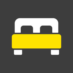 Double bed flat vector icon on dark background