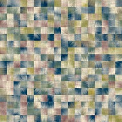 Fototapeta premium Seamless square tile faux wall mosaic pattern for surface design and print. High quality illustration. Detailed ornate grid repeat swatch.