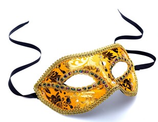 Yellow and gold masquerade mask