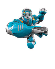 future soldier is flying to punch on white background