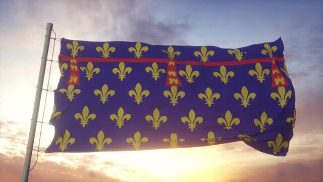 Artois flag, France, waving in the wind, sky and sun background