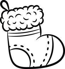 Christmas sock drawing sketch for coloring