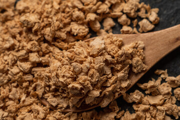 textured soy on black base