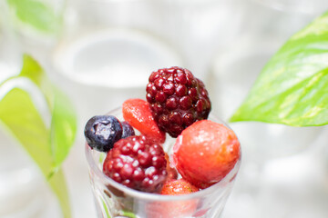 Plano detalle de frutas congeladas