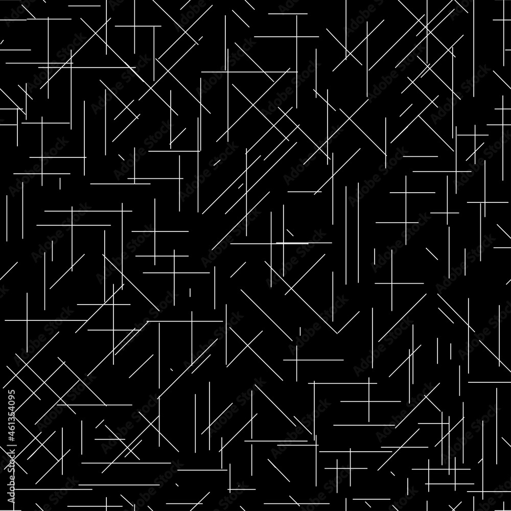 Poster geometric abstract seamless pattern, white chaotic lines on a black background.vector design