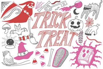 Trick or treat Halloween doodles art