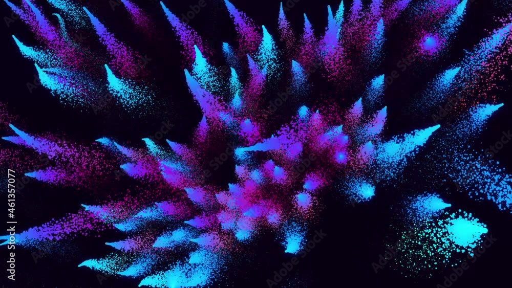 Poster magic particles form beatuful trails. swirl structure 3d render abstract colorful explosion with lum