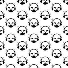Seamless pattern pumpkin face listening music design