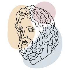 Hand drawn vector of ancient Greek head of Zeus.