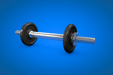 dumbbell weights for exercise on blue background 3d illustration