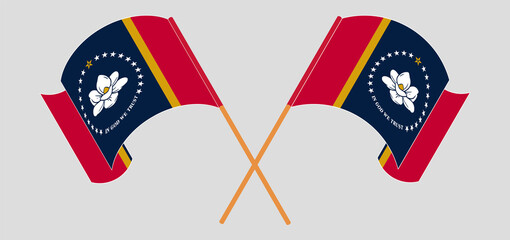 Crossed and waving flags of the State of Mississippi