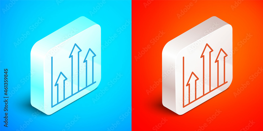 Poster isometric line pie chart infographic icon isolated on blue and red background. diagram chart sign. s
