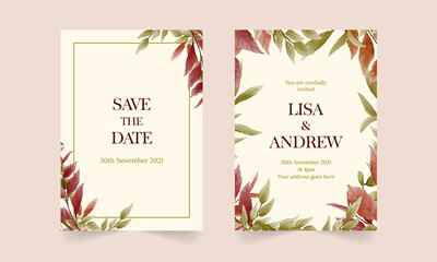 Wedding card template with floral design