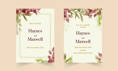 Watercolor floral with beautiful colours invitation card