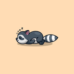 Raccoon cartoon logo design vector
