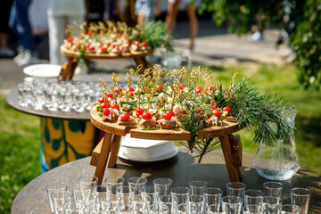 Canape snacks on event catering.