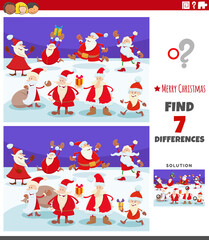 differences activity for kids with Santa Claus characters