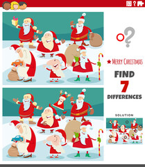 differences task for kids with Santa Claus characters