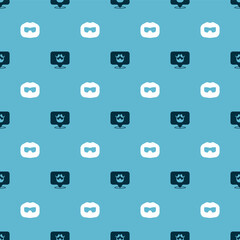 Set Barbershop and Mustache and beard on seamless pattern. Vector