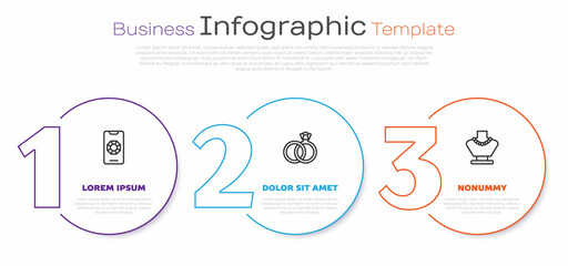 Set line Jewelry online shopping, Wedding rings and Necklace mannequin. Business infographic template. Vector