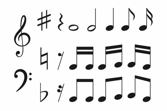 Vector illustration of music notation. Different musical symbols