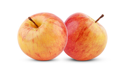 Whole fresh red yellow apple isolated on white background.